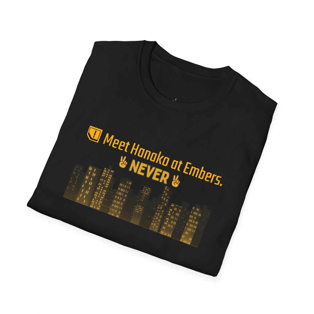 Meet Hanako at Embers Never T-Shirt | CyberpunkHQ Gear