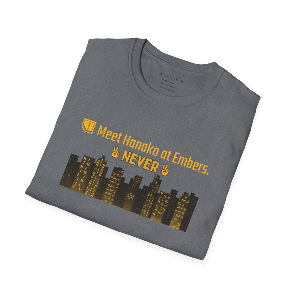 Meet Hanako at Embers Never T-Shirt | CyberpunkHQ Gear