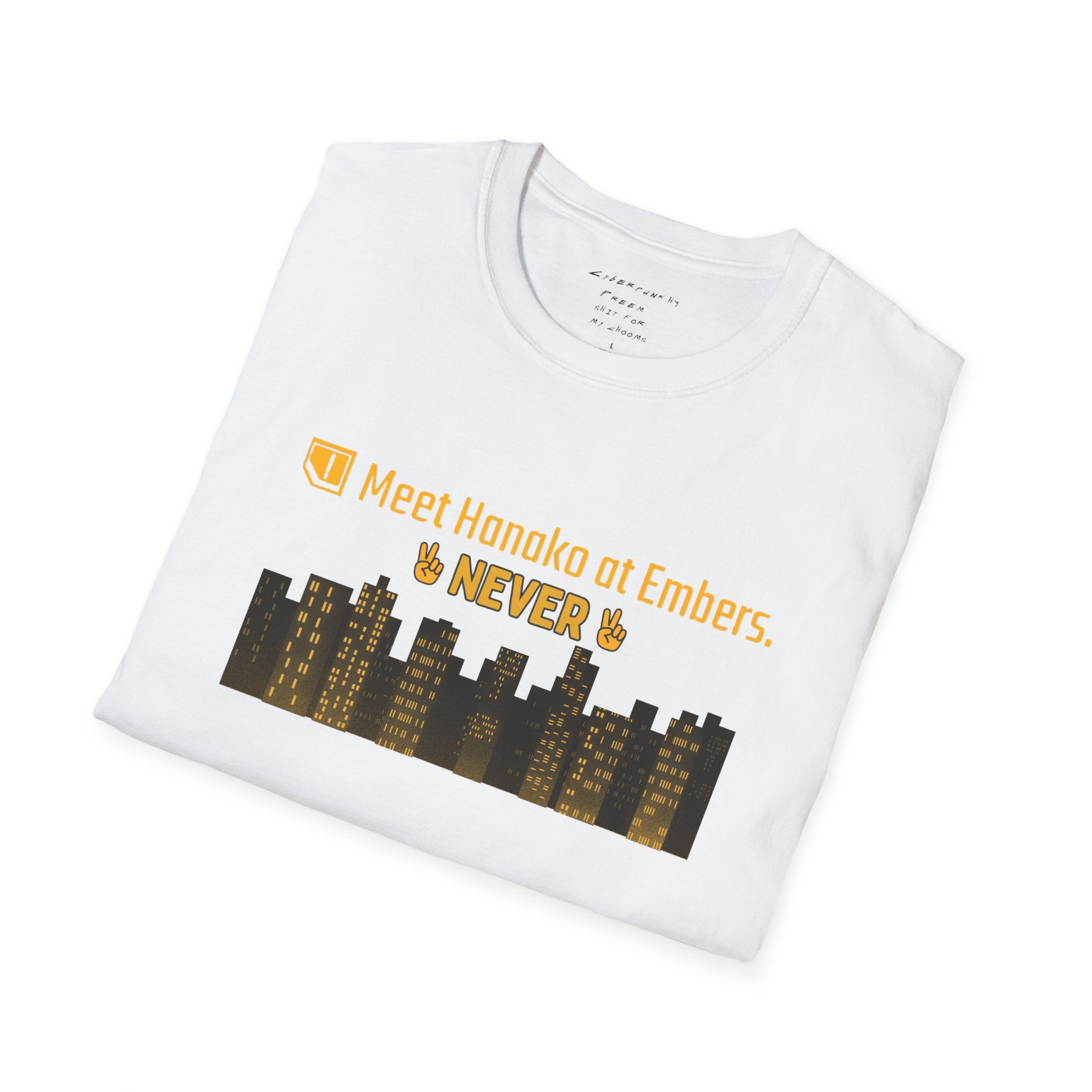 Meet Hanako at Embers Never T-Shirt | CyberpunkHQ Gear