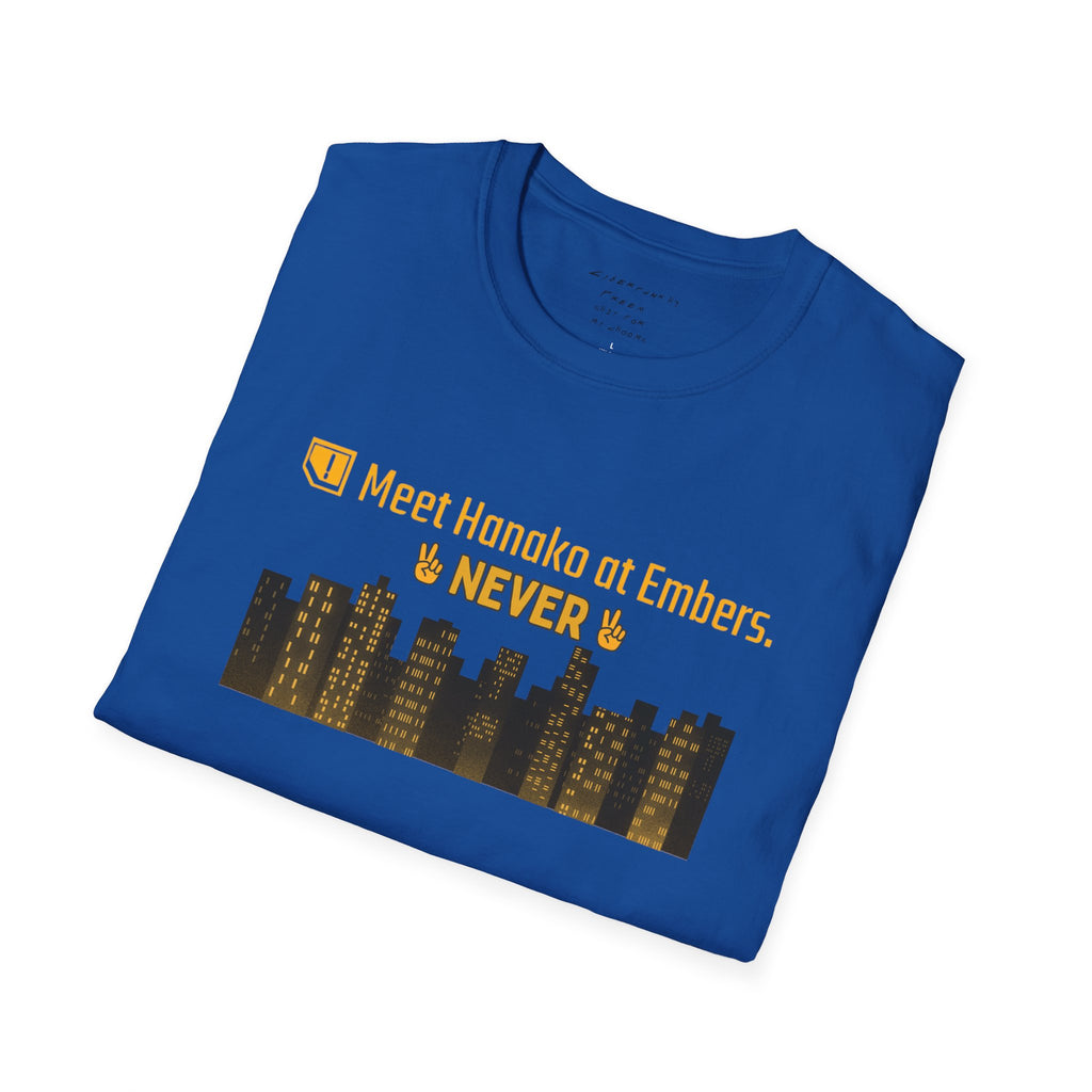Meet Hanako at Embers Never T-Shirt | CyberpunkHQ Gear
